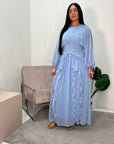 Lina Sky Blue Chiffon Frill Detail Summer Dress