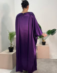Sehr Purple Quality Satin Plain Tie kaftan Dress