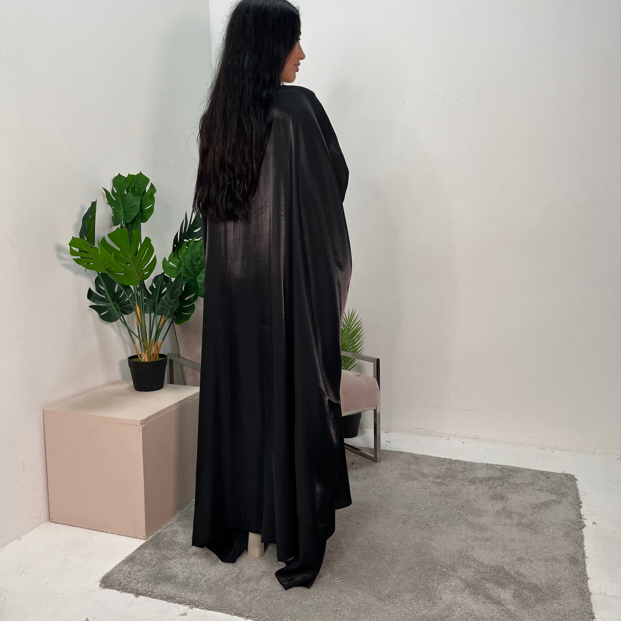 Zayna Black Shimmer Tie Kaftan Dress