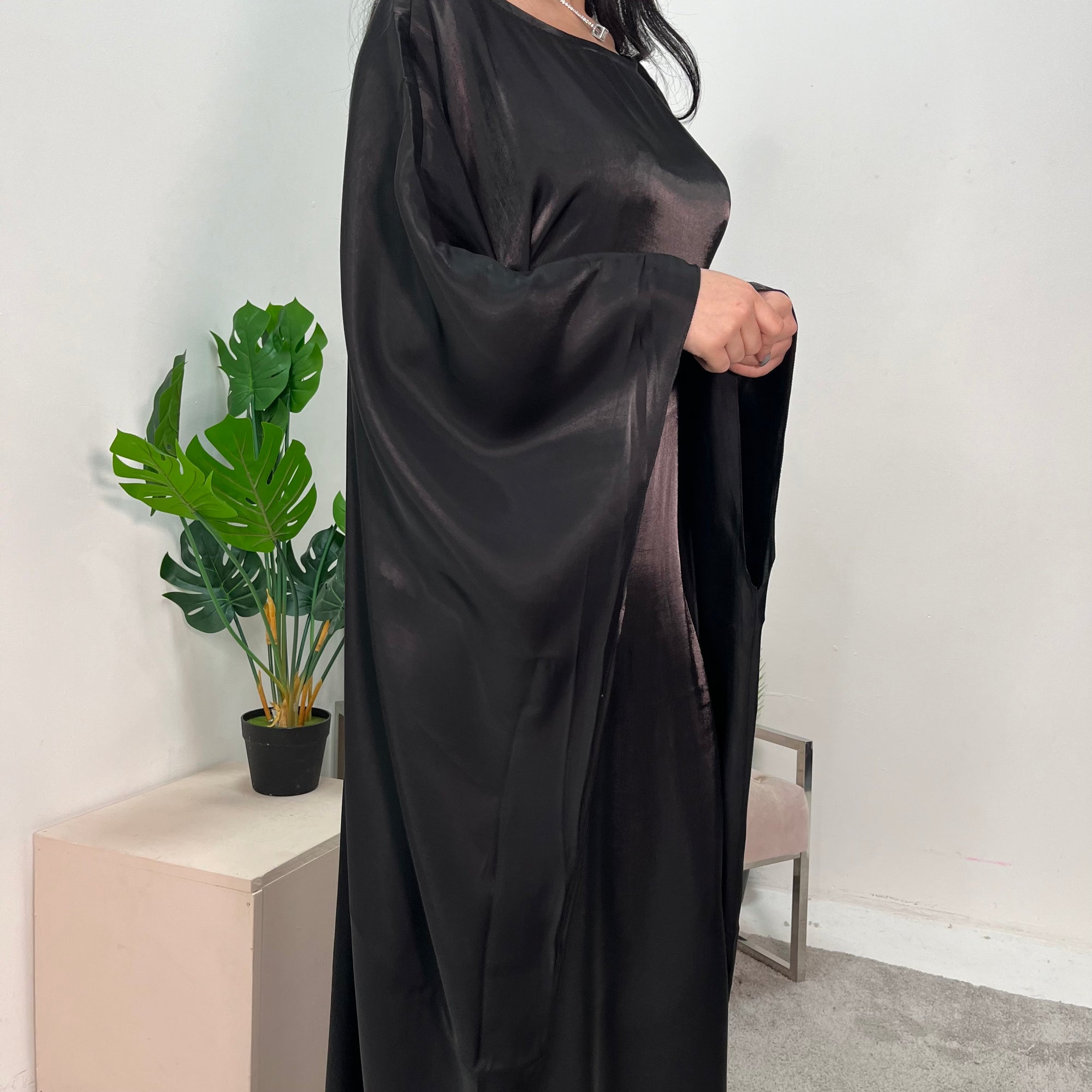 Zayna Black Shimmer Tie Kaftan Dress