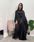 Arita Black Textured Shimmer Kaftan Dress