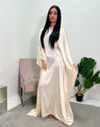 Arita Cream Textured Shimmer Kaftan Dress
