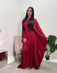 Azana Wine Diamante V-Neck Kaftan Dress