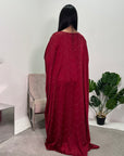 Azana Wine Diamante V-Neck Kaftan Dress