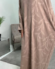 Alia Beige Floral Modest Kaftan Dress