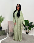 Alia Mint Floral Modest Kaftan Dress