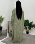 Alia Mint Floral Modest Kaftan Dress