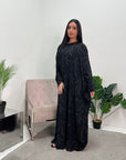 Alia Black Floral Modest Kaftan Dress
