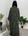Alia Khaki Floral Modest Kaftan Dress