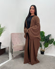 Zita Chocolate Modest Diamante Open Jacket Abaya