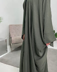 Zita Khaki Modest Diamante Open Jacket Abaya