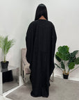 Zita Black Modest Diamante Open Jacket Abaya
