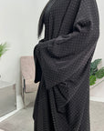 Zita Black Modest Diamante Open Jacket Abaya