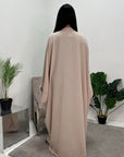Zita Beige Modest Diamante Open Jacket Abaya