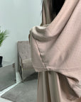 Zita Beige Modest Diamante Open Jacket Abaya