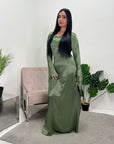 Jada Khaki Modest Extreme Flare Sleeve Dress