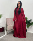 Heeva Wine Two Piece Modest Diamante Cape Slip Dress