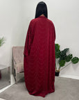 Heeva Wine Two Piece Modest Diamante Cape Slip Dress