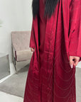 Heeva Wine Two Piece Modest Diamante Cape Slip Dress