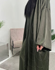 Heeva Khaki Two Piece Modest Diamante Cape Slip Dress