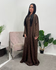 Heeva Chocolate Two Piece Modest Diamante Cape Slip Dress