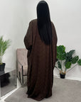 Heeva Chocolate Two Piece Modest Diamante Cape Slip Dress