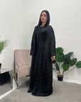 Heeva Black Two Piece Modest Diamante Cape Slip Dress