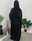 Heeva Black Two Piece Modest Diamante Cape Slip Dress