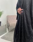 Heeva Black Two Piece Modest Diamante Cape Slip Dress