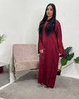 Nina Wine Diamante Modest Kaftan Dress
