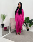 Nina Hot Pink Diamante Modest Kaftan Dress