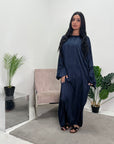 Nina Navy Diamante Modest Kaftan Dress