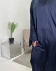 Nina Navy Diamante Modest Kaftan Dress