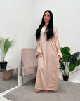 Nina Beige Diamante Modest Kaftan Dress