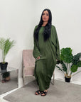 Nina Khaki Diamante Modest Kaftan Dress