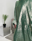 Licia Mint Metallic Sequin Sleeve Modest Kaftan Dress