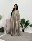 Licia Copper Metallic Sequin Sleeve Modest Kaftan Dress