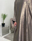 Licia Copper Metallic Sequin Sleeve Modest Kaftan Dress