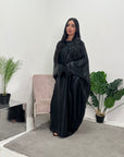 Licia Black Metallic Sequin Sleeve Modest Kaftan Dress
