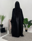 Licia Black Metallic Sequin Sleeve Modest Kaftan Dress