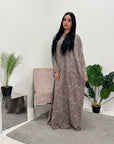 Alia Mocha Floral Modest Kaftan Dress