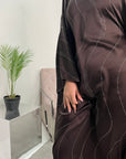 Isani Chocolate Diamante Swirl Modest Kaftan Dress