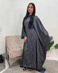 Isani Charcoal Diamante Swirl Modest Kaftan Dress