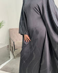 Isani Charcoal Diamante Swirl Modest Kaftan Dress