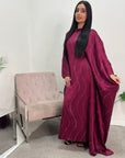 Isani Wine Diamante Swirl Modest Kaftan Dress