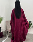 Isani Wine Diamante Swirl Modest Kaftan Dress