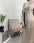Isani Beige Diamante Swirl Modest Kaftan Dress
