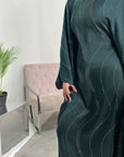 Isani Emerald Green Diamante Swirl Modest Kaftan Dress