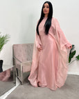Sal Pink Satin Dress With Attached Mesh Kaftan