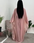 Sal Pink Satin Dress With Attached Mesh Kaftan